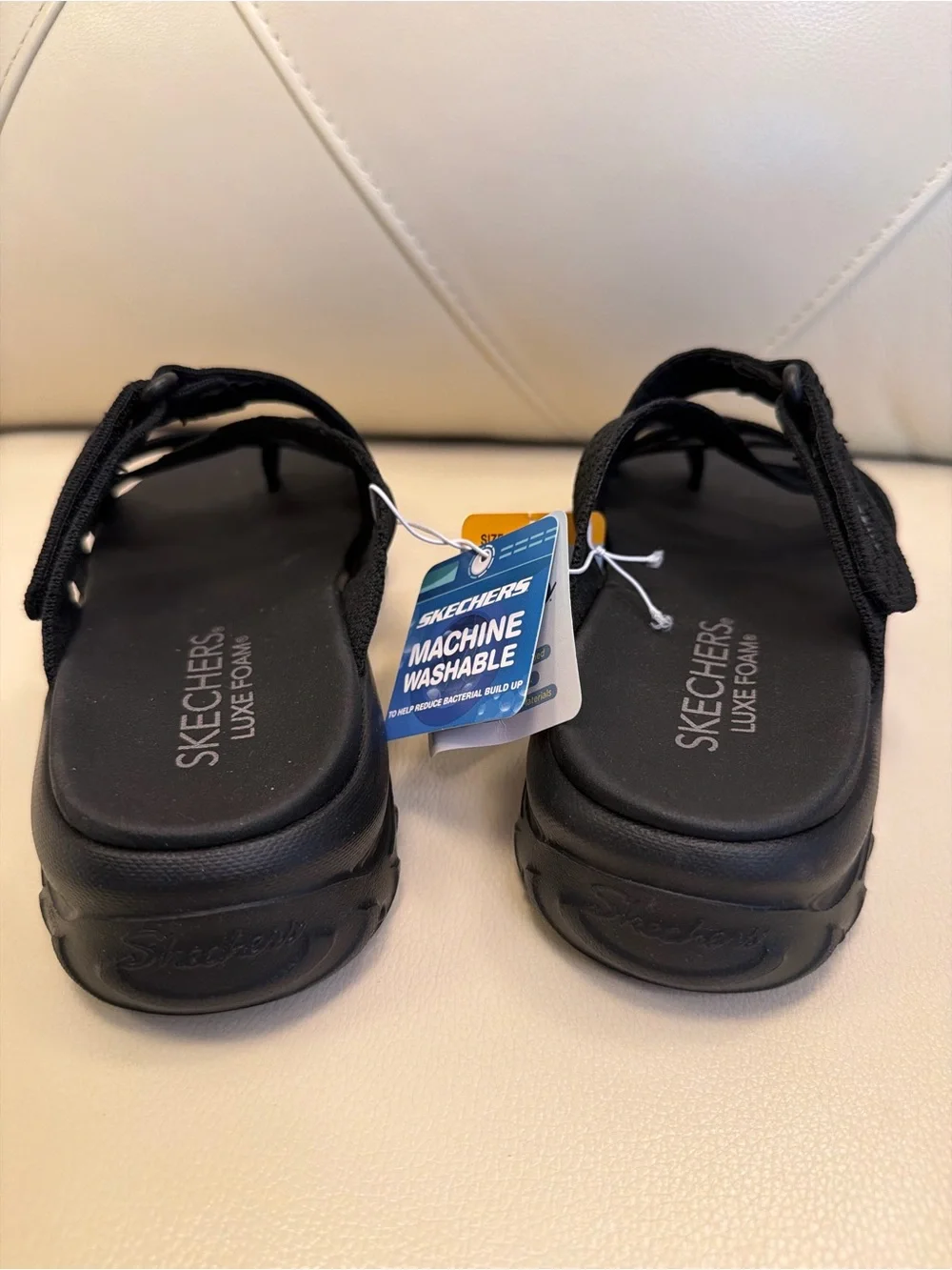 Skechers Women's Black Strappy Slide Sandals